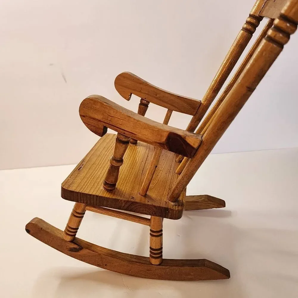 Wooden Vintage Light Maple Doll Rocking Chair